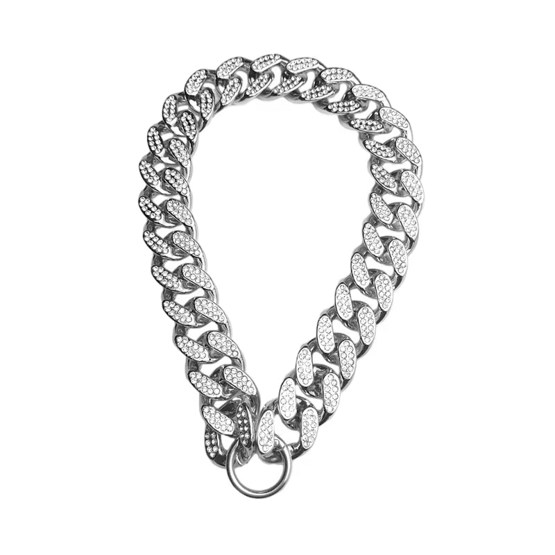Plastics Dog Collar Chain, Diamond Inlay, Sparkle Bulldog Necklace, Cat Collars, Pet Accessories, Small, Medium, Large Dogs