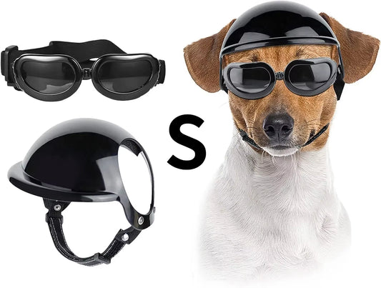 Dog Helmet and Goggles-Uv Protection Doggy Sunglasses Dog Glasses Pet Hat Motorcycle Helmets Protection for Puppy Riding