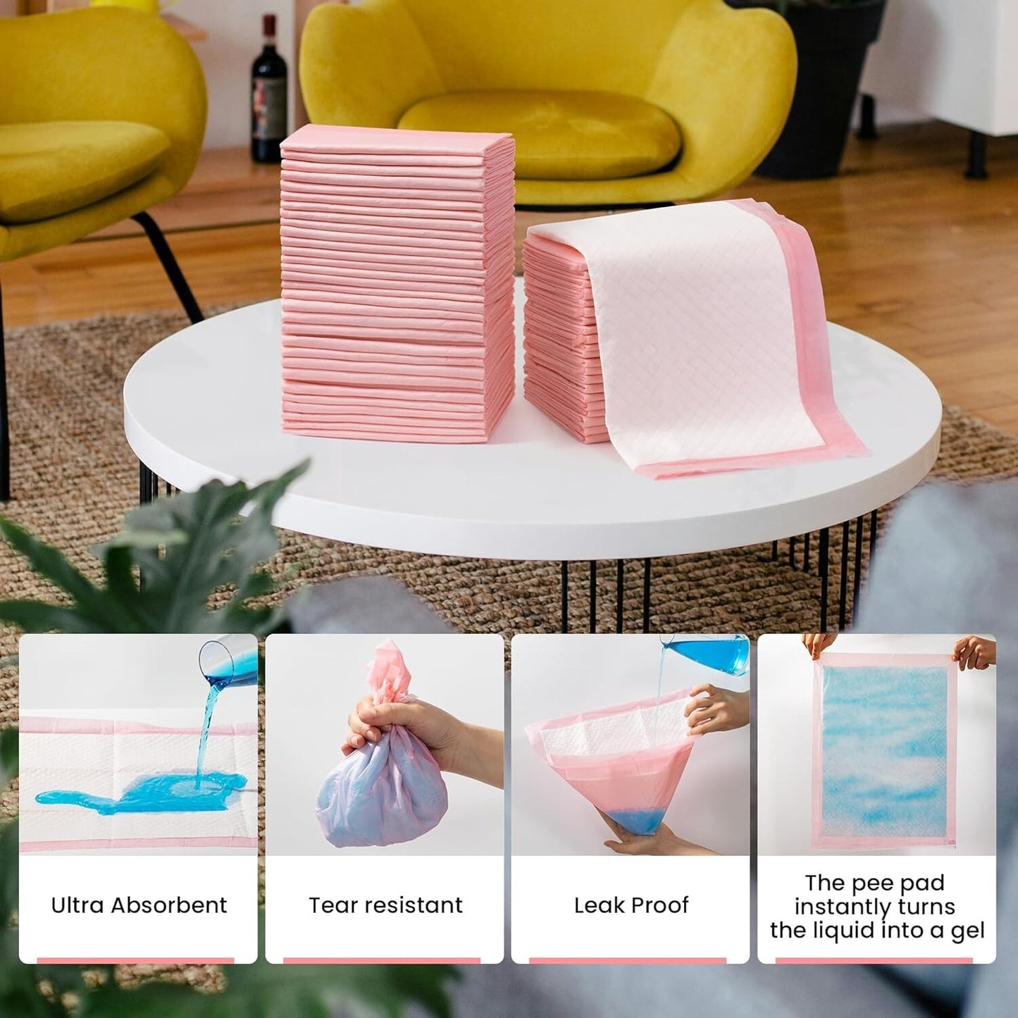 200 Puppy Pad Training Pads for Dogs Unscented Pink-Small-13X