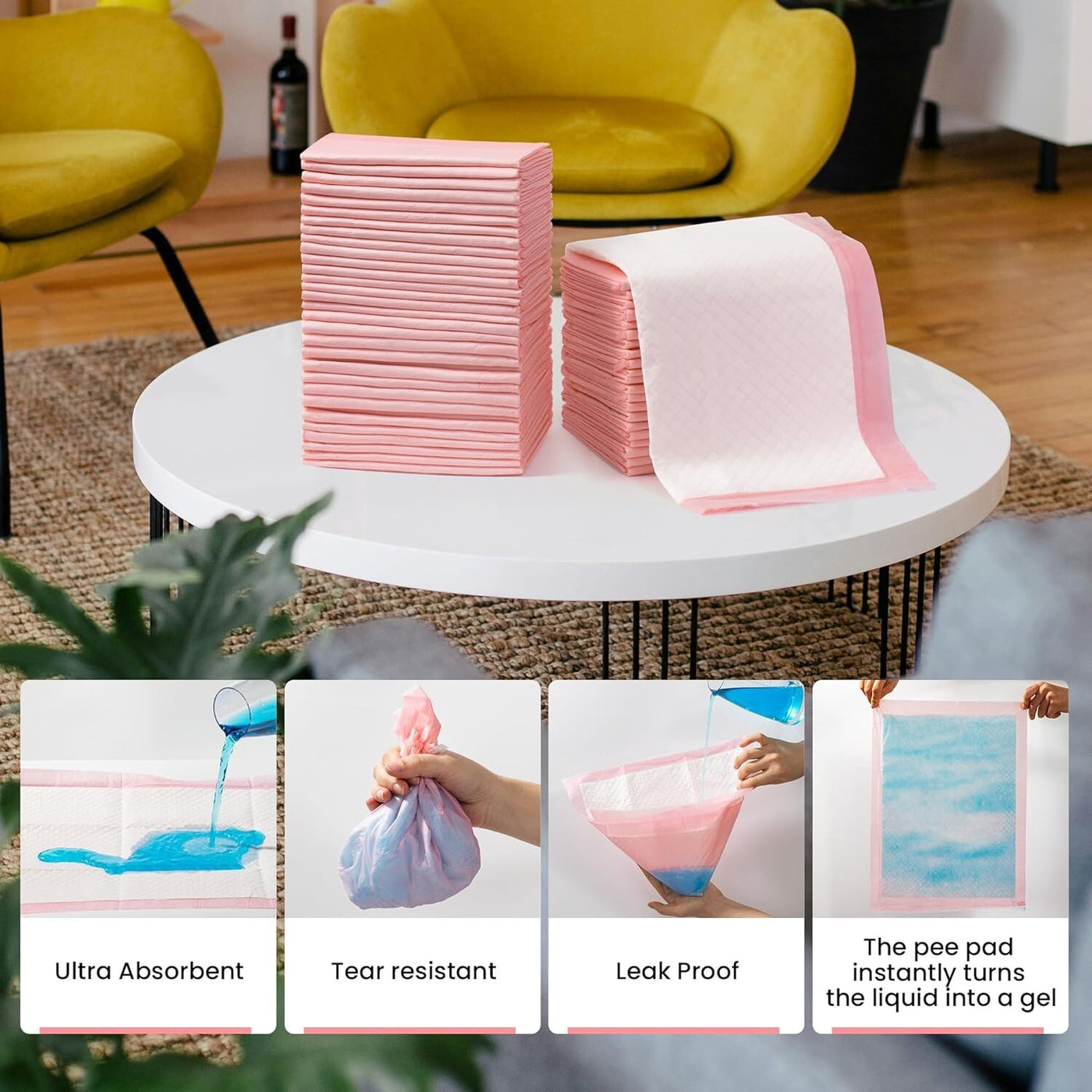 200 Puppy Pad Training Pads for Dogs Unscented Pink-Small-13X