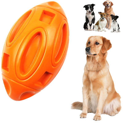 Squeaky Dog Toys for Aggressive Chewers: Rubber Interactive Puppy Ball with Squeaker,Almost Indestructible Tough Durable Pet Chew Toys for Medium and Large Breed, Orange