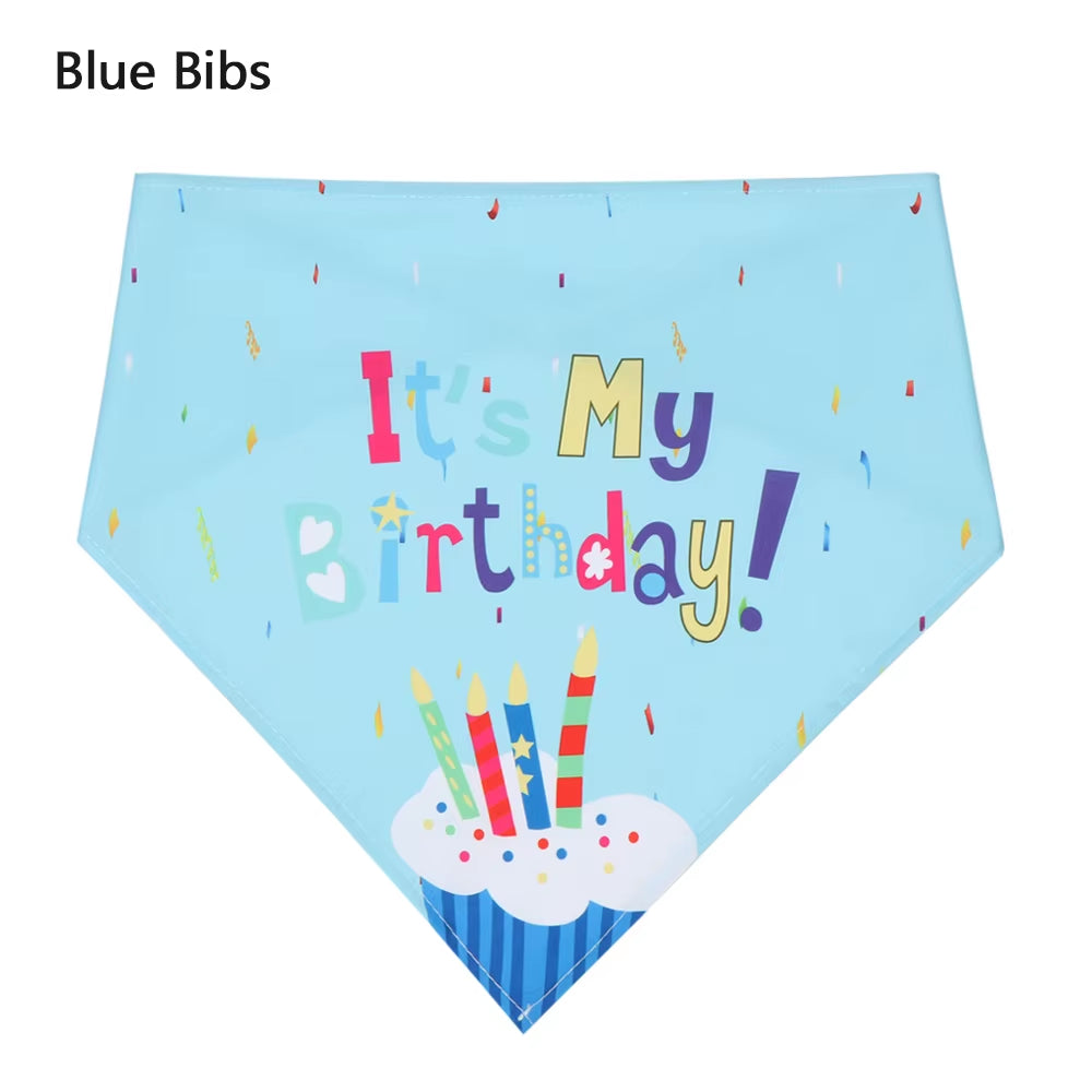 Cute Pet Birthday Caps/Bibs Design Headwear Triangle Scarf Hat Tie Collar Cat Dog Costume Pets Accessories Decoration Supplies