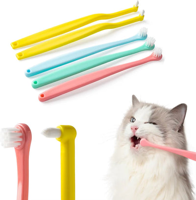 TONG Dog Cat Toothbrush Micro Head Cat Dental Care Pets Toothbrush Oral Hygiene Multi-Angle Round&Pointed Toothbrush