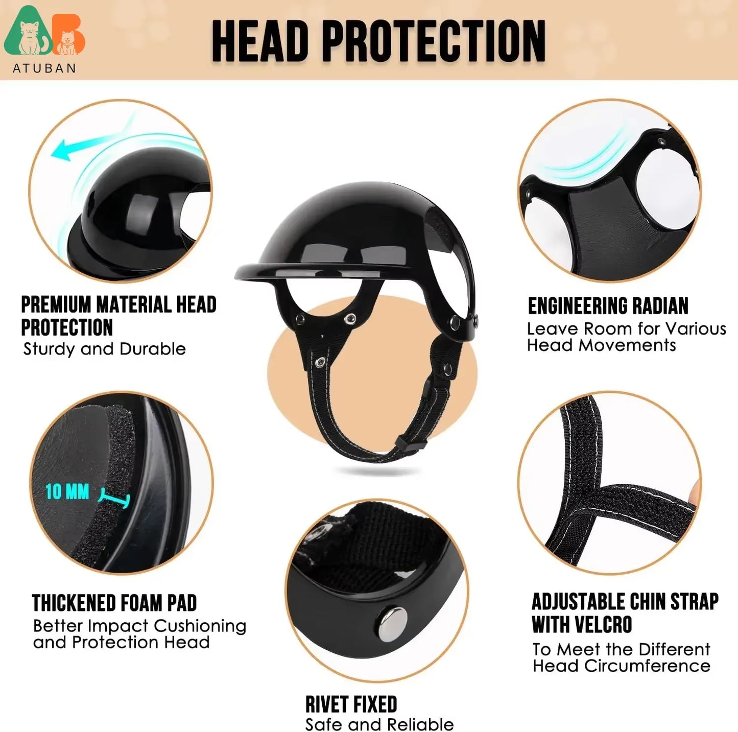 Dog Helmet and Goggles-Uv Protection Doggy Sunglasses Dog Glasses Pet Hat Motorcycle Helmets Protection for Puppy Riding