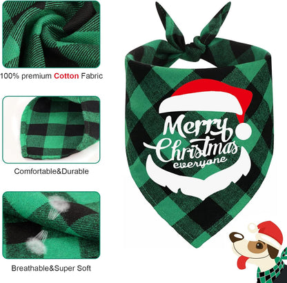 2 Pack Dog Christmas Bandana, Classic Plaid Pet Scarf Triangle Bibs Kerchief Bulk, Merry Christmas Pet Bandana Xmas Costume Accessories for Puppy Small Medium Large Dogs Cats Outfit