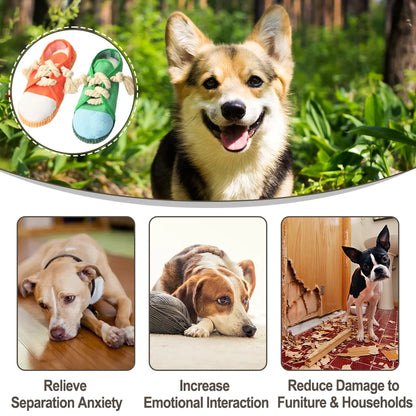 2PCS Durable Dog Shoe Toys, Interactive Squeaky Chew Shoes Toy for Puppy, Orange and Green