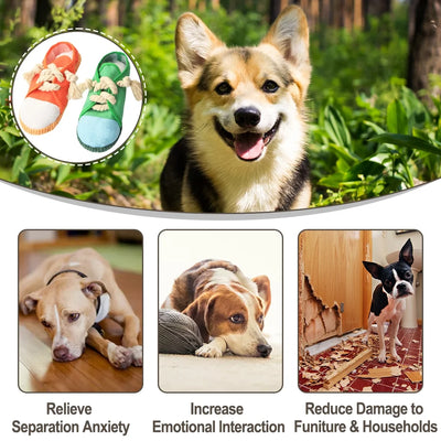 2PCS Durable Dog Shoe Toys, Interactive Squeaky Chew Shoes Toy for Puppy, Orange and Green