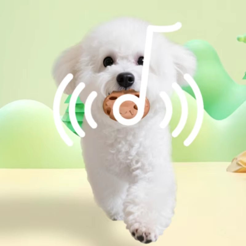 Pet Treat Dispenser Toy Cookie Shaped Interactive Toy Soft Elastic Flying Disc with Built in Bell for Dogs Cats Fight Boredom