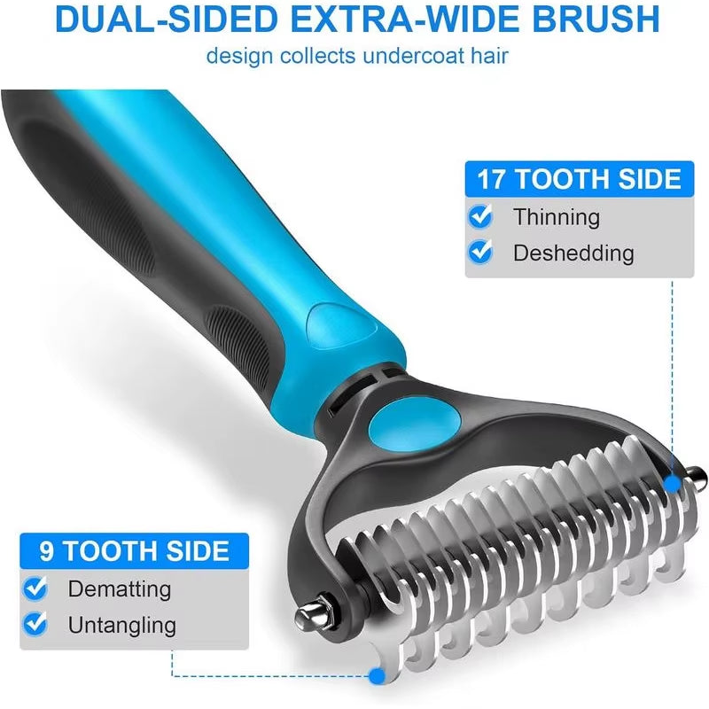 2In1 Stainless Pet Deshedding Brush Dog Hair Remover Pet Fur Knot Cutter Puppy Cat Comb Brushes Dogs Grooming Shedding Supplies