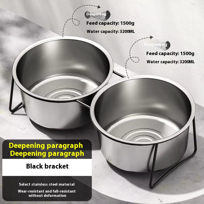 Large Stainless Steel Dog Slow Food Bowl with Thickened Stand Elevated Pets Products Supplies Feeders Accessories Tip Proof
