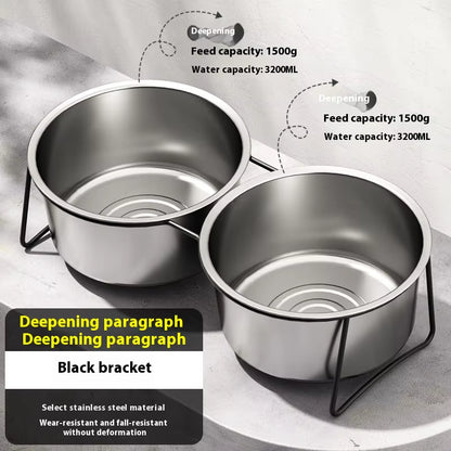 Large Stainless Steel Dog Slow Food Bowl with Thickened Stand Elevated Pets Products Supplies Feeders Accessories Tip Proof
