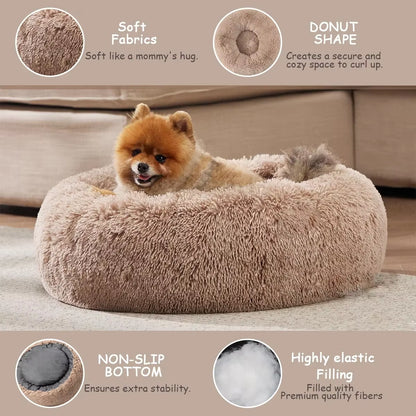 Round Pet Bed for Large,Medium and Small Dogs House Bed Soft Cats Bed Long Plush Dog House for Dogs House Winter Warm Sleeping