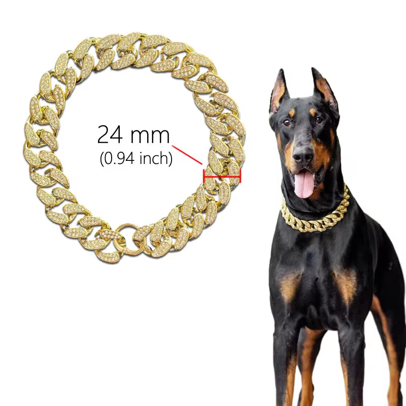 Plastics Dog Collar Chain, Diamond Inlay, Sparkle Bulldog Necklace, Cat Collars, Pet Accessories, Small, Medium, Large Dogs