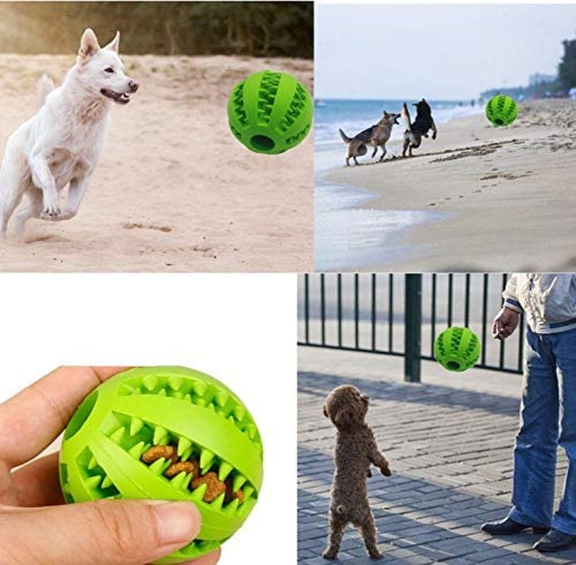 2 Pack Dog Toy Ball，Nontoxic Bite Resistant Teething Toys Balls for Small/Medium/Large Dog and Puppy Cat, Dog Pet Food Treat Feeder Chew Tooth Cleaning Ball Exercise Game IQ Training