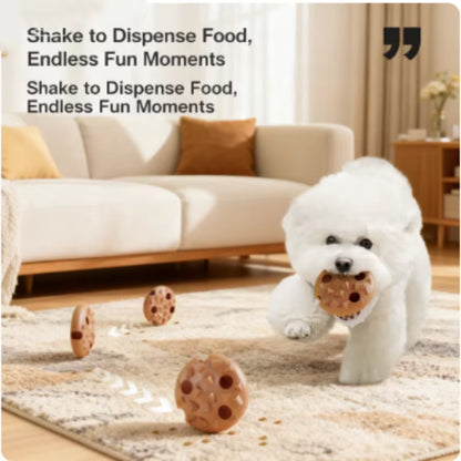 Pet Treat Dispenser Toy Cookie Shaped Interactive Toy Soft Elastic Flying Disc with Built in Bell for Dogs Cats Fight Boredom