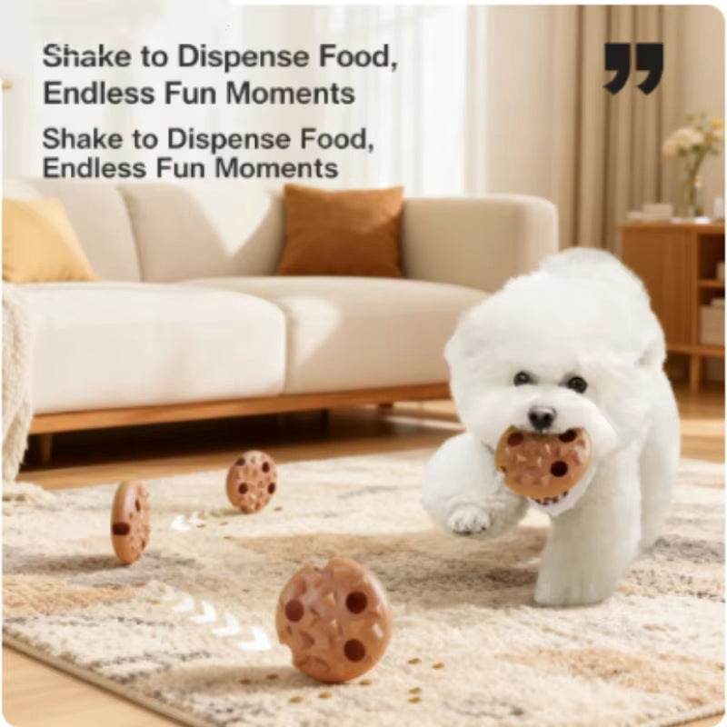 Pet Treat Dispenser Toy Cookie Shaped Interactive Toy Soft Elastic Flying Disc with Built in Bell for Dogs Cats Fight Boredom
