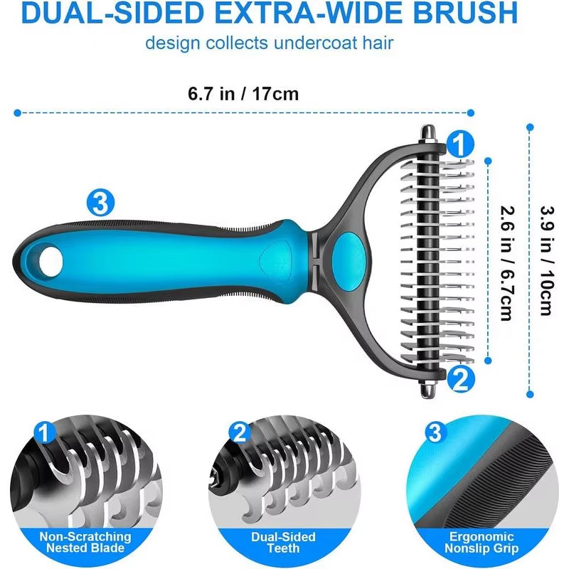 2In1 Stainless Pet Deshedding Brush Dog Hair Remover Pet Fur Knot Cutter Puppy Cat Comb Brushes Dogs Grooming Shedding Supplies