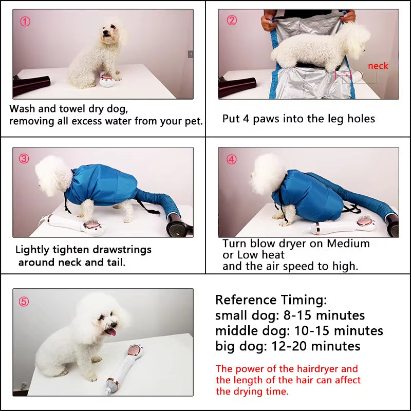 Folding Dog Hair Dryer Portable Pet Drying Bag Efficient Dogs Hair Dryers Blow Bag Cat Dryer Winter Pets Cleaning Accessories Fo