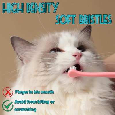 TONG Dog Cat Toothbrush Micro Head Cat Dental Care Pets Toothbrush Oral Hygiene Multi-Angle Round&Pointed Toothbrush
