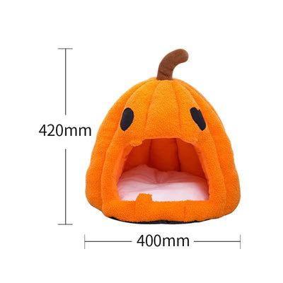 Halloween Pumpkin Cat House Autumn and Winter Warm Cat House Bed Cat and Dog House Pet Halloween Pet Mat