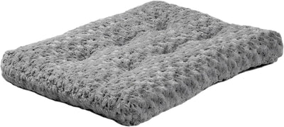 Small Quiettime Deluxe Gray Ombré Swirl Plush Pet Bed, Machine Washable, Non-Skid Bottom, Soft Crate Mat for 24-Inch Crates