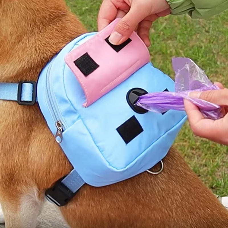 Pet Training with Harness Collar Outdoor Travel Portable Dog Training Treat Pouch Puppy Snack Reward Waist Bag Dogs Poop Bags