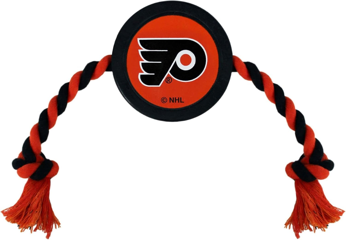 NHL Philadelphia Flyers Puck Toy for Dogs & Cats. Play Hockey with Your Pet with This Licensed Dog Tough Toy Reward!