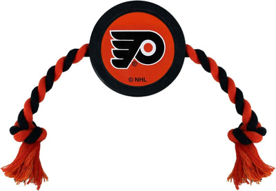 NHL Philadelphia Flyers Puck Toy for Dogs & Cats. Play Hockey with Your Pet with This Licensed Dog Tough Toy Reward!