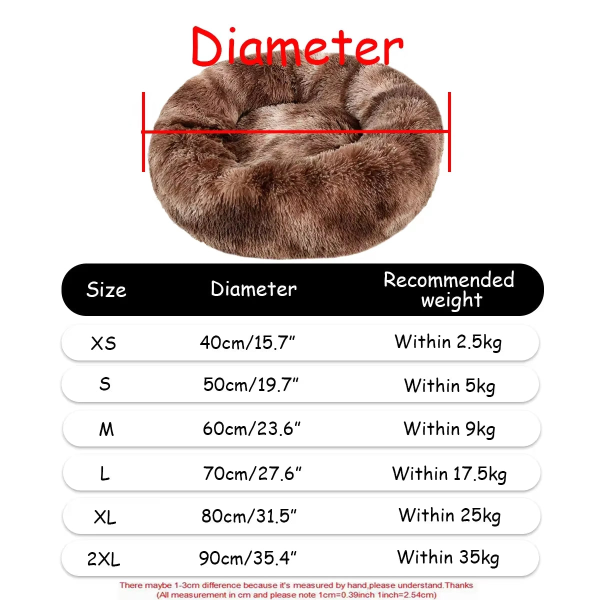 Round Pet Bed for Large,Medium and Small Dogs House Bed Soft Cats Bed Long Plush Dog House for Dogs House Winter Warm Sleeping