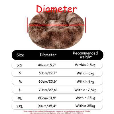 Round Pet Bed for Large,Medium and Small Dogs House Bed Soft Cats Bed Long Plush Dog House for Dogs House Winter Warm Sleeping