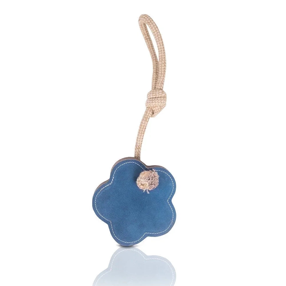 Flower Suede and Rope Chew Toy for Dogs, Blue Floral, 1-Piece