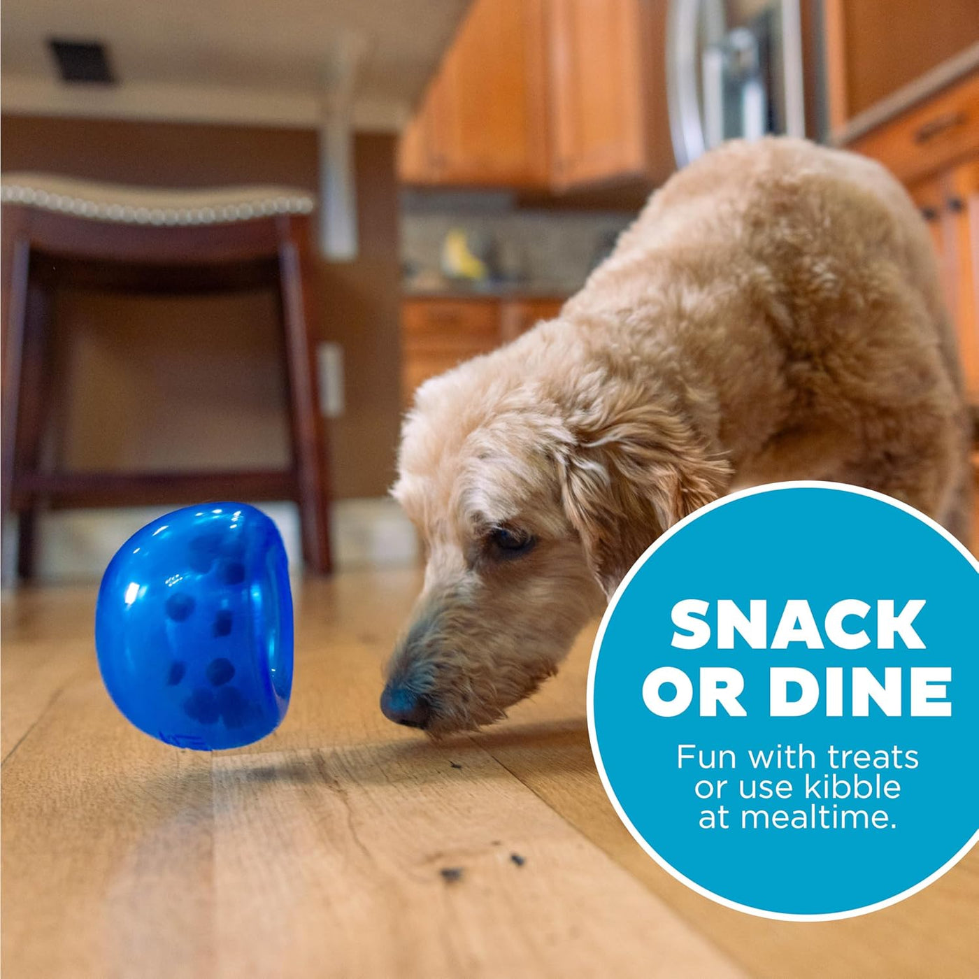 Lil' Snoop Interactive Treat Dispensing Dog Toy, Puzzle Ball Slow Feeder for Small to Medium Dogs, Mint-Scented for Mental Stimulation & Boredom Relief, Bpa-Free, 3.9-Inch, Blue