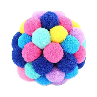 Cat Toys Ball Handmade Colorful Plush Bouncy Ball with Catnip Interactive Bell Toys for Cats Kitten Training Playing Chewing