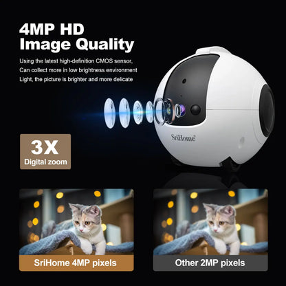 HD Wifi Camera 360° Pet Robot Toys Interactive Pets Camera 1080P Full Move Freely 2-Way Audio APP Remote Control Long Standby