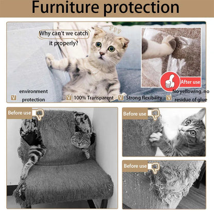 Furniture Protectors Cover Accessories for Cats Sofa Protection Pads 3m Self-adhesive PVC Transparent Cat Supplies Pet Products