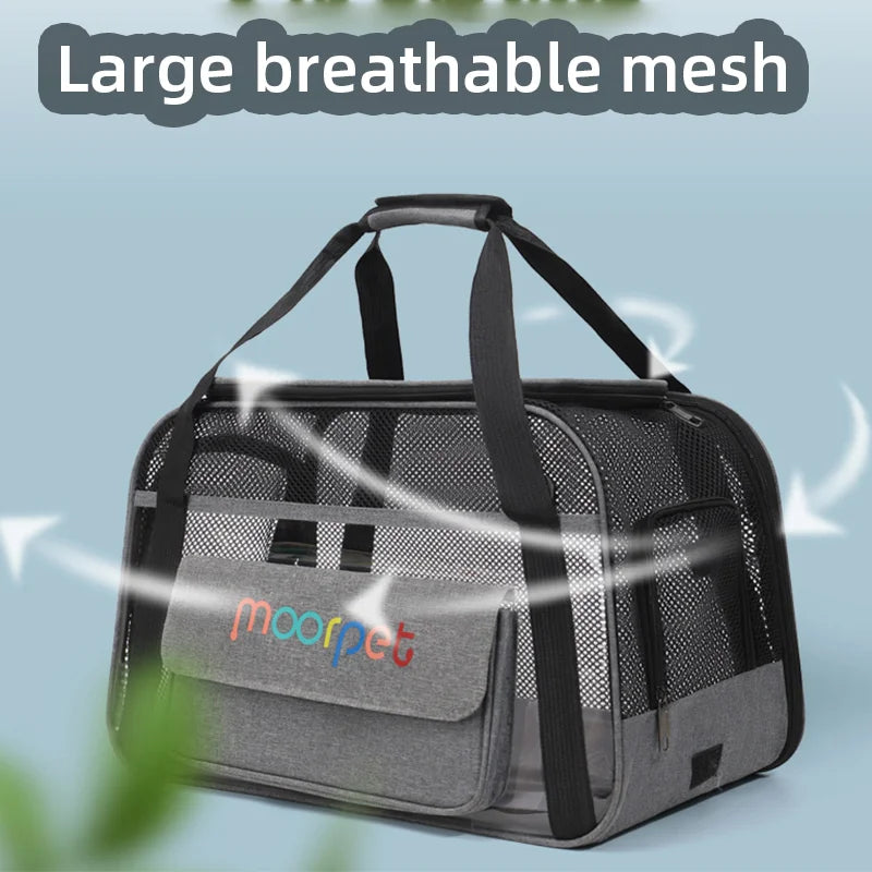 Dog Carrier Bag Breathable Large Capacity Mesh Cat Carrier Bag Pet Outing Portable Cat Puppy Handbag Crossbody Small Pet Slings