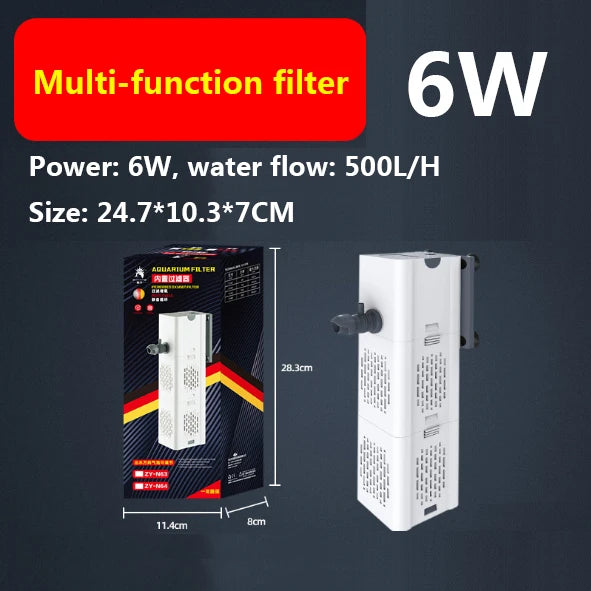 Aquarium Fish Tank Filter Three-in-One Water Purification Circulation Pump Small Built-in Submersible Pump Silent Aeration