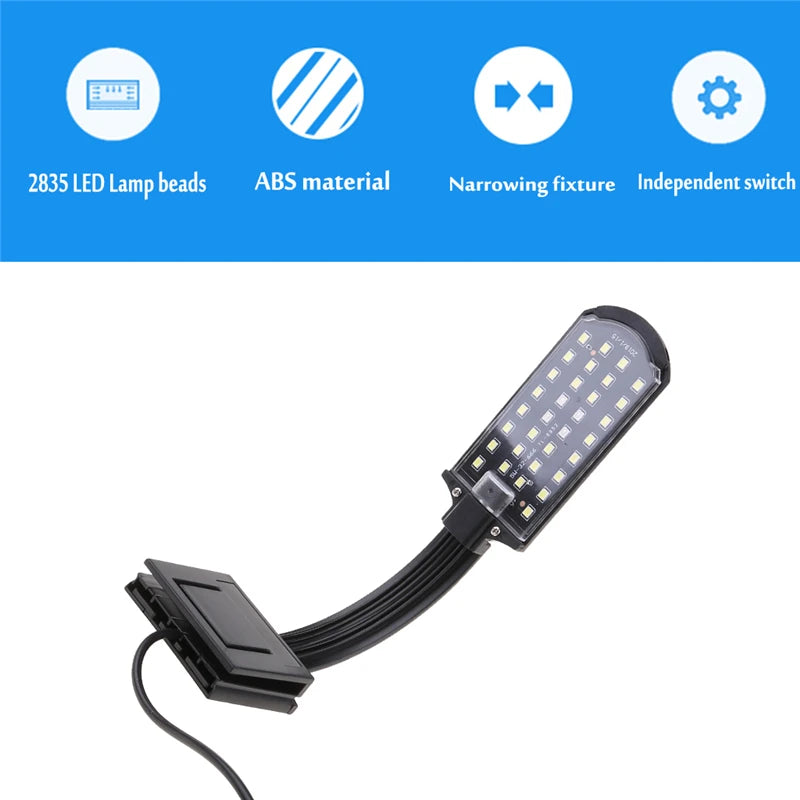 Simple LED Aquarium Lights Water Grass Plants Grow Light Fish Tank Clip-on Waterproof Lighting Lamp for Aquarium