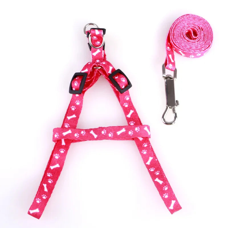 Dog Collars Strengthen Colorful Printing Small-sized Pets Puppy Dog Cat Safety Adjustable Lead Harness Leash Traction Rope cloth