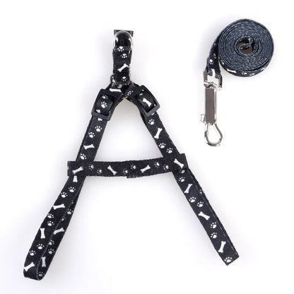 Dog Collars Strengthen Colorful Printing Small-sized Pets Puppy Dog Cat Safety Adjustable Lead Harness Leash Traction Rope cloth