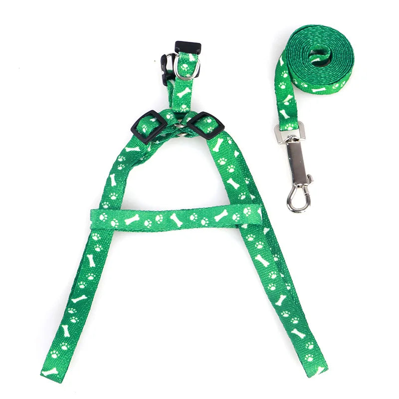 Dog Collars Strengthen Colorful Printing Small-sized Pets Puppy Dog Cat Safety Adjustable Lead Harness Leash Traction Rope cloth