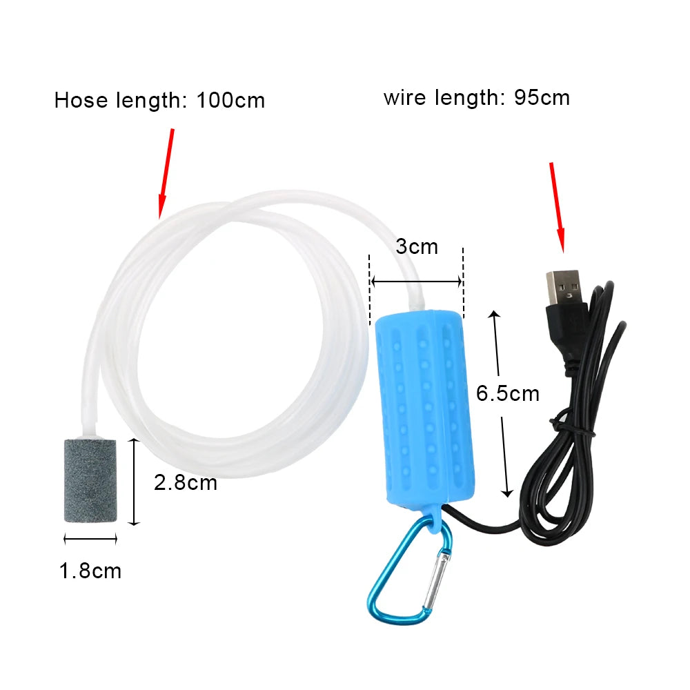 Aquarium Fish Tank Oxygen Air Pump Portable Aquatic Terrarium Filter Mute Energy Saving Supplies Mini USB Fish Tank Accessories