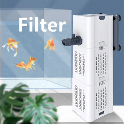 Aquarium Fish Tank Filter Three-in-One Water Purification Circulation Pump Small Built-in Submersible Pump Silent Aeration