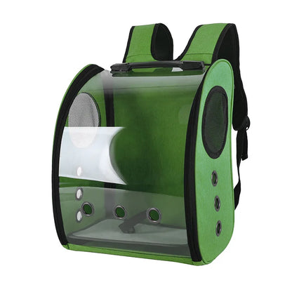 Portable Bird Carrier Bag Birdcage Parrot Transparent Backpack with Feeding Cups Wood Platform for Parakeet Cockatiel Lovebirds