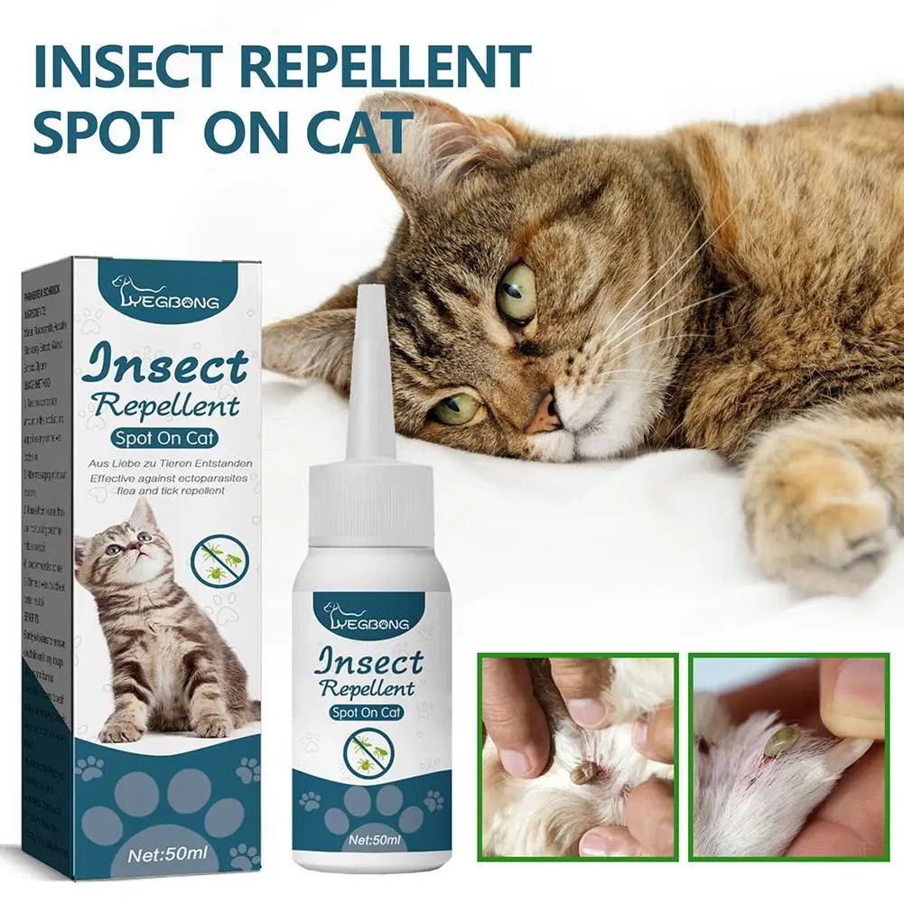 50ml Pet Flea Killer Drops Anti Fleas Cats Ticks Lice Mite Removal Relieve Itching Dogs Ringworm Treatment Pet Insect Removal