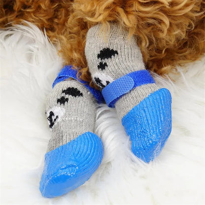 Warm Anti-slip Soft-soled Shoes for Dogs in Winter Puppy Essentials Silicone Rain and Snow Outdoor Socks Dog Shoes Waterproof