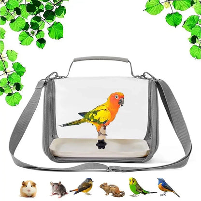 Portable Bird Travel Carrier Small Bird Parrot Pet Wood Standing Bag Cage With Side Perch Soft Mat Mesh Bird Window Accesso Z1C9