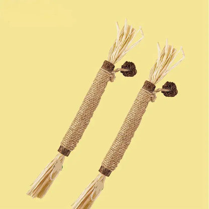 Cat Teeth Grinding Sticks Raffia Grass Wood Tianjiao Oral Clean Toys Gall Fruit for Feline Dental Health
