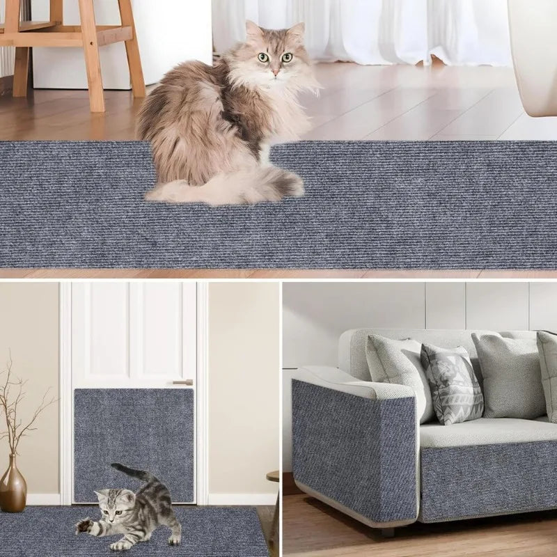 Cat Scratching Mat Cat Carpet with Self-Adhesive Trimmable Pet Scratching Post Carpet Anti Cat Scratch Furniture Sofa Protector