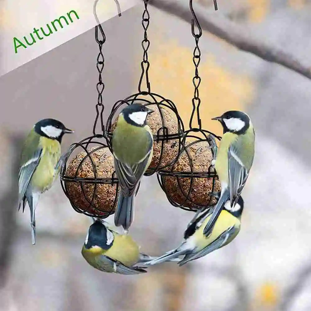 VELIF-Wild Bird Feeding For Year-Round- 8 Metal Hook Bird Feeders-Hanging Bird Feeder-Fat Ball Design